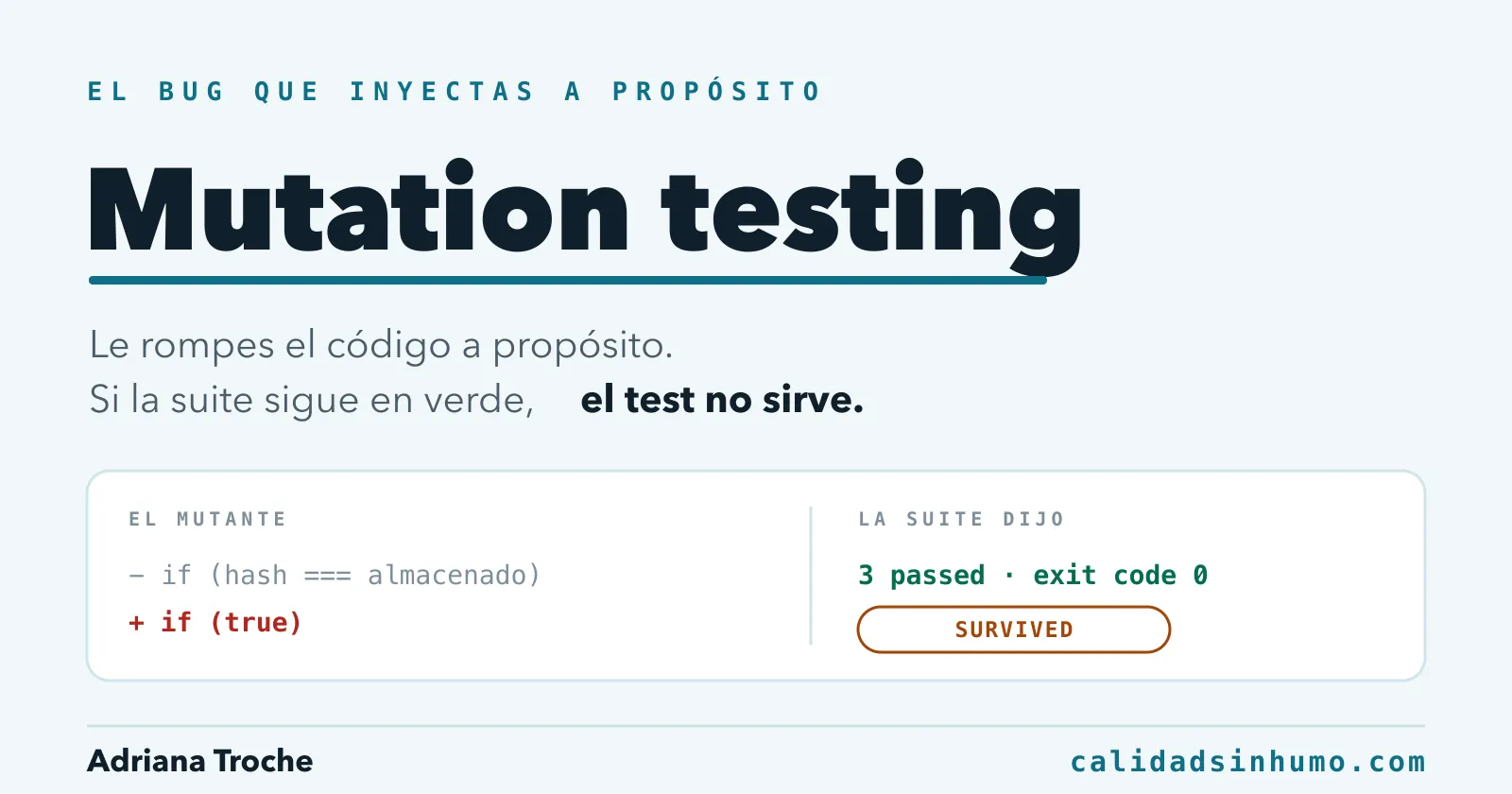 El bug que inyectas a propósito: cómo saber si los tests que escribió la IA sirven